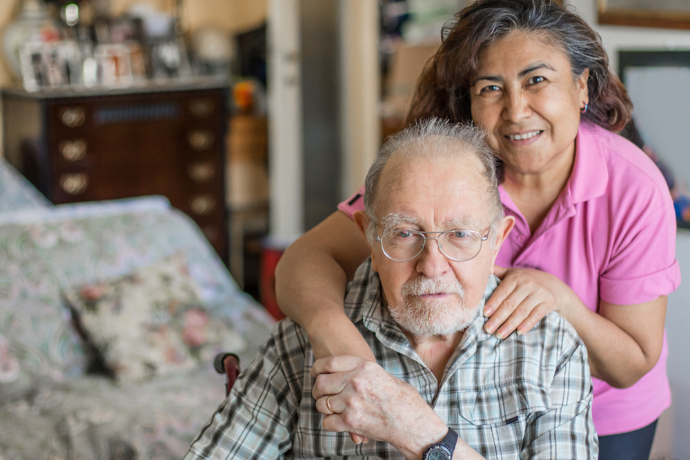 Senior man with his home health aide
