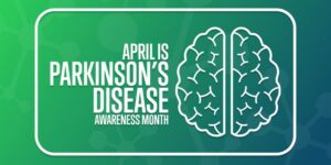 Parkinson's Disease Awareness Month (April) icon with human brain