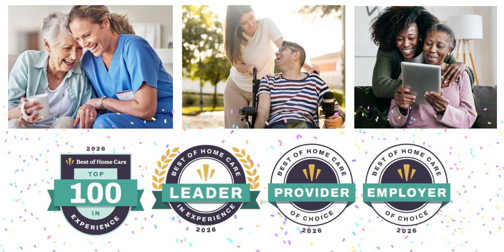 Badges representing the Awards won by JEVS Care at Home in the 2026 Best of Home Care Awards